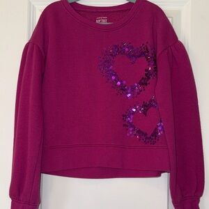 Jumping Beans Cropped Sweatshirt with Sequin Hearts
